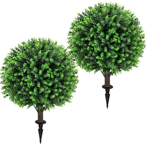 Set of 2 Artificial Green Eucalyptus Topiary Ball Tree (Green Eucalyptus)