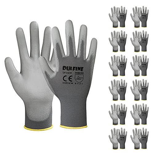 Safety Work Gloves for Men & Women 12 Pairs (Grey / XX-Large)