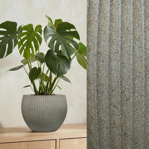 10.2"Dia x 7.8"H Modern Ribbed Plastic Planter Pot with Drainage (Vintage Sandstone-10.2"d X 7.8"h)
