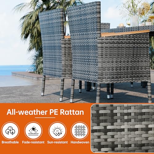 7 PCS Wicker Patio Dining Set (Grey / 7 Pieces)