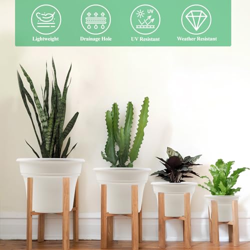 Plant-Pots-Planters-Indoor-Outdoor, 8 inch 4 Pack White (4 Count)