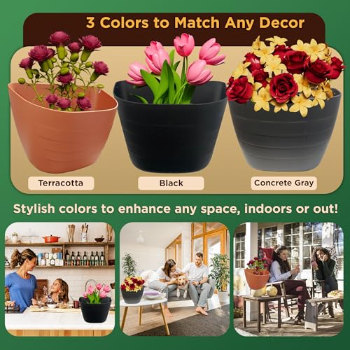 12 Inch Self Watering Wall Planter for Indoor & Outdoor Use (Black / 12 inches - WITHOUT PLUG)