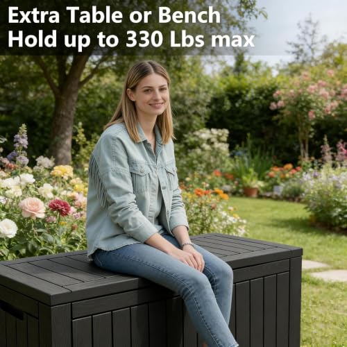 120 Gallon Outdoor Storage Box Waterproof Deck Box for Patio (Black / 120 Gallon)