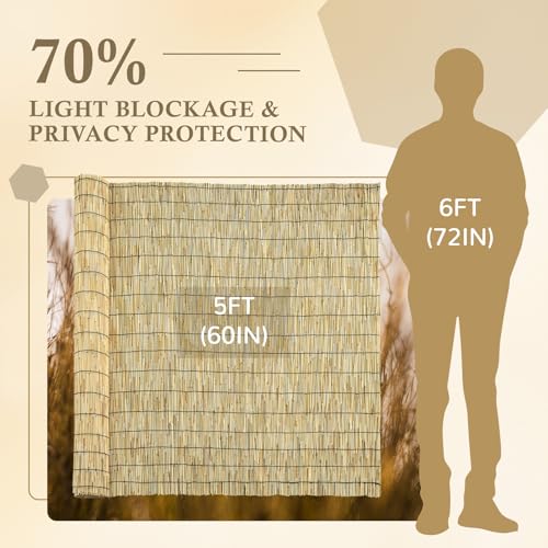 Natural 5FT X16.4FT Reed Fencing Roll Bamboo Privacy Fence Screen (5 X 16.4FT / Natural)