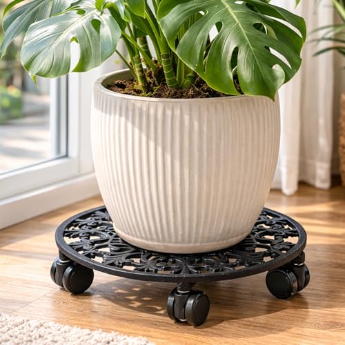 3 Pack Plant Caddy with Wheels (14 inch / Black-3 packs)