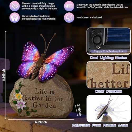 Solar LED Butterfly Garden Statue with Sparkling Light (Purple)