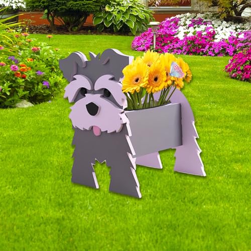 Gray Schnauzers Dog Planter Pots