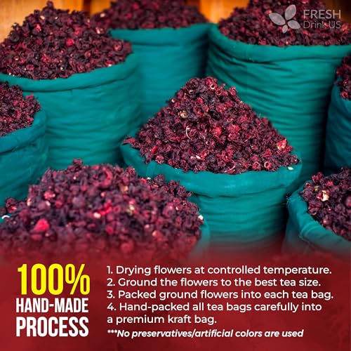 Premium 115 Hibiscus Flowers Tea Bags (120 Tea Bags)