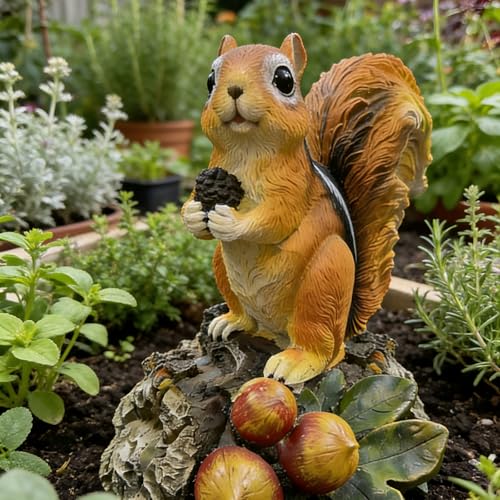 Squirrel Garden Statue Resin Outdoor Sculpture for Yard Patio Lawn Decor (Squirrel)