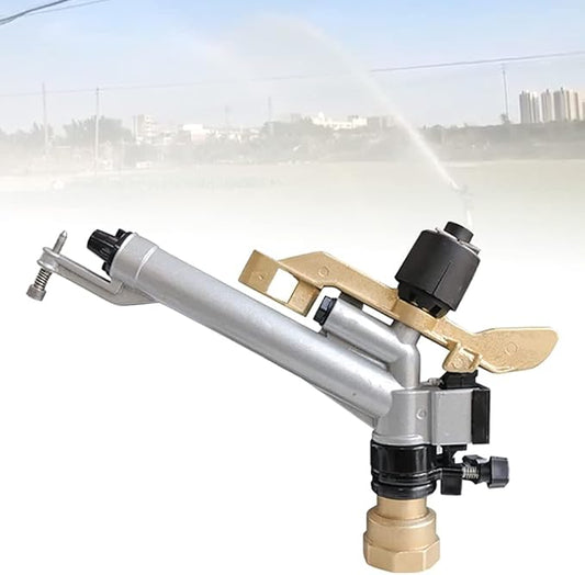 Impulse Impact Water Sprinkler, Garden Sprinkler, 1.5 Inch Irrigation Spray Gun, with Replacement Nozzle, 19-29m Water Range,Adjustable 360° Rotary Impact Sprinkler, for Farms, Orchards, Tea Gardens