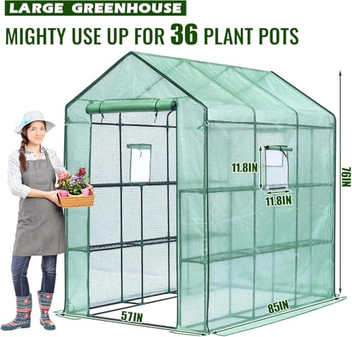 Greenhouse 57 x 85 x 76'' Portable Green House for Outdoor Indoor (Large Green)