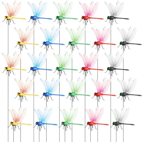 100 Pcs 3D Decorative Dragonfly Garden Stakes (4.72")