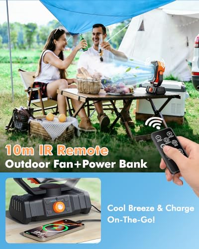 Portable Misting Fan with 20000mAh USB Rechargeable Battery (Black)