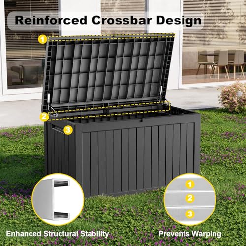 Deck Box 280 Gallon Large Outdoor Storage Box (Black / 280 Gallon)
