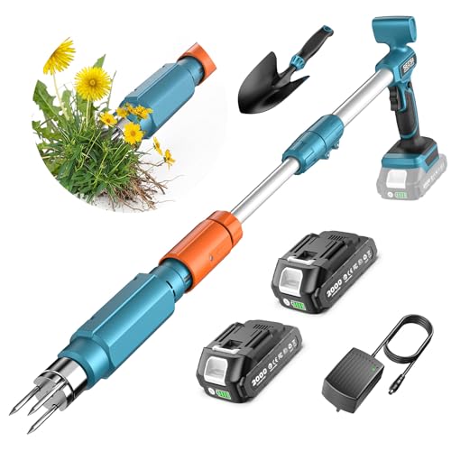 Electric Stand Up Weed Puller Tool with 2 x 2000mAh Batteries (Seesii Blue)