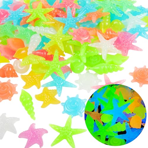 100 PCS Starfish Glow Rocks Mixed Color Luminous Stones Aquarium Garden (100 Count)