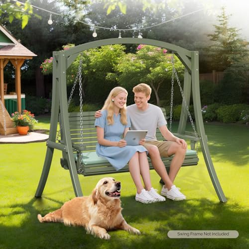 5 FT Heavy Duty Porch Swing with Cushion (Green / 5 FT)