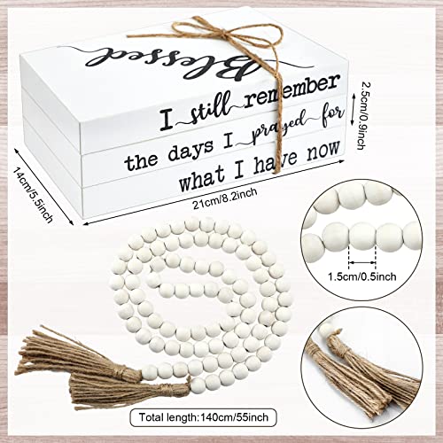 4 Pcs Farmhouse White Fake Decorative Books for Home Office (Books)