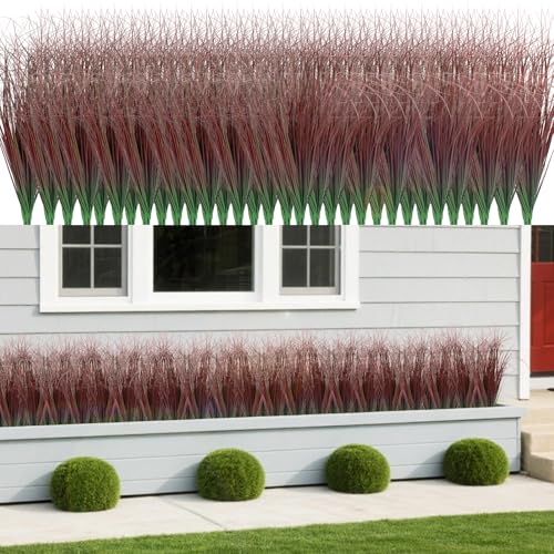 100Pcs Artificial Grass Plants (Red / 100Pcs)