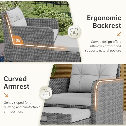5 Piece Patio Furniture Set (Grey-grey / 5 Piece)