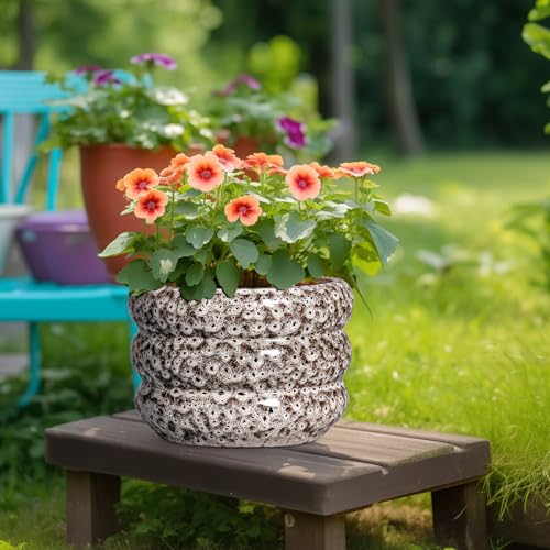 Ceramic Pots for Plants (10 Inch / Leopard Print White)