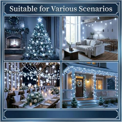 Twinkle Solar Star String Lights Outdoor Waterproof 39FT (Cool White)
