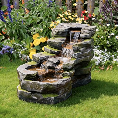 Garden Water Fountain Outdoor Feature (Gray / 31" L)