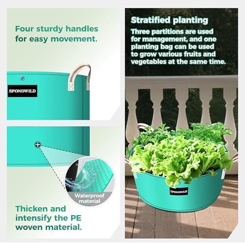 2 Pack 100 Gallon 3 Grids Plant Grow Bags for Vegetables (100 gallon)
