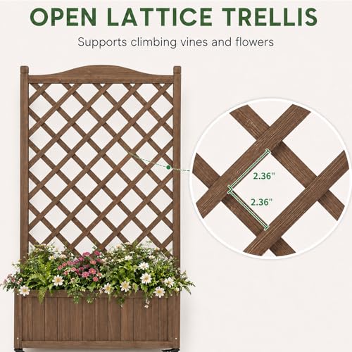 2 Pack Trellis Raised Garden Bed Trellis for Climbing Plants (Dark-brown / 49.8"H × 27.5"W × 13"D)
