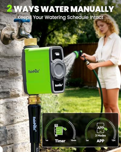 WiFi Water Timer for Garden Hose (Green / Brass Outlet Timer without Hub)