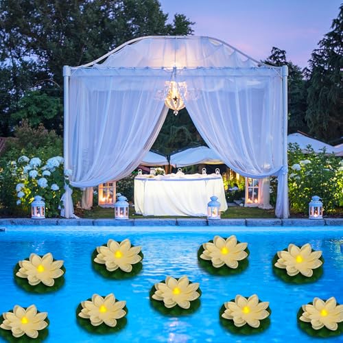 24 PCS Waterproof Floating Lotus Lights (Warm White / 5 inch 24pcs)
