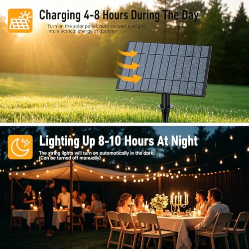30FT Solar String Lights Outdoor Waterproof with Remote and 15+1 Shatterproof Bulbs (30FT(15 Sockets))