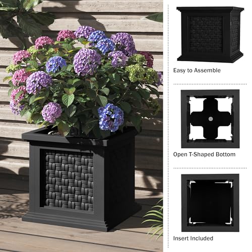 Rattan Style Outdoor Planter Box (Black)