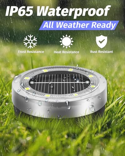 Mini Solar Ground Lights Outdoor 24 Pack Waterproof Upgraded Anti