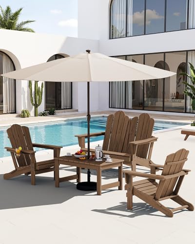 4 Pc HDPE Adirondack Set (Brown / 2 chair &1 bench &1 coffee table)