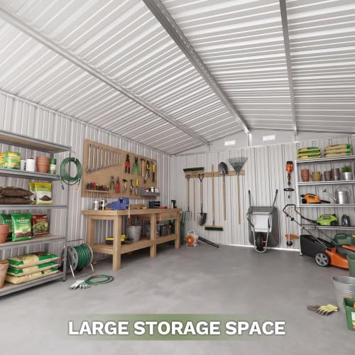 10x12 FT Outdoor Storage Shed with Lockable Double Doors (Brown / 10'x12')