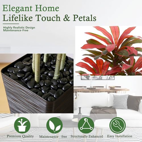 Artificial Dracaena Tree (Burgundy – Black Pot / 5FT)