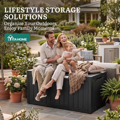 100 Gallon Outdoor Storage Box w (Black&Sliver / 100 Gallon)
