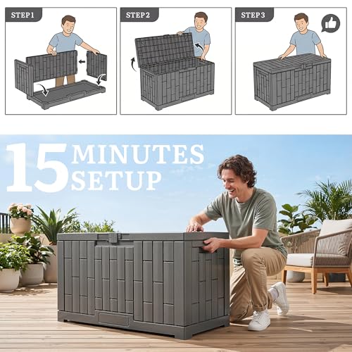 60 Gallon Outdoor Storage Box (Light Brown / 60 Gallon)