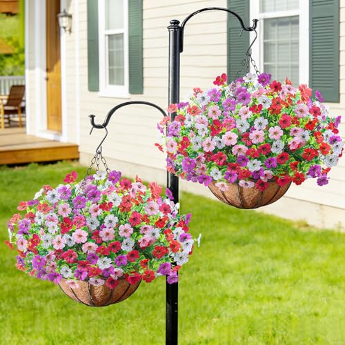 2 Set Artfiticial Hanging Flowers with Basket & Foam Outdoor (Mix 4 Colors / 2 Pcs)