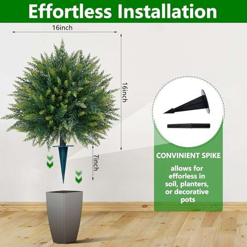4PCS Artificial Cedar Topiary Ball Tree with Ground Spike (4pcs Cypress)