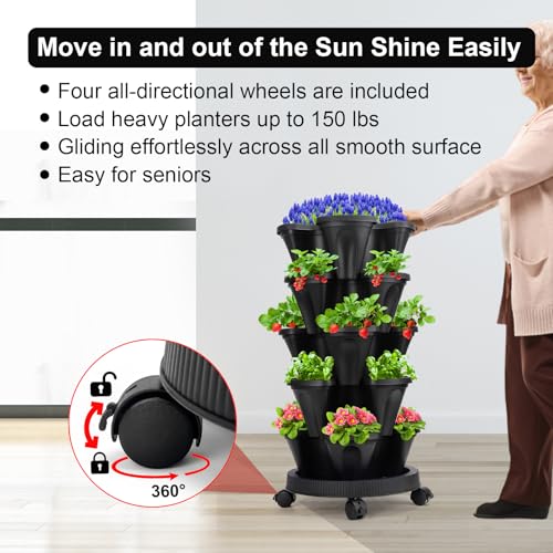 Vertical Planter Tower (Black / 5 Tier)