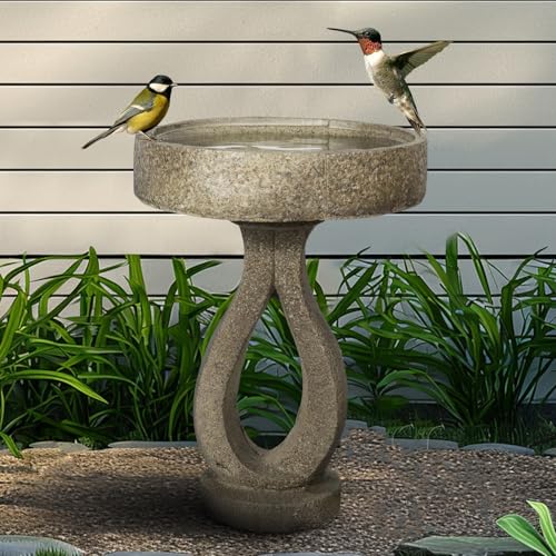 21.8" H Elegant Modern Bird Bath for Outsides Use (21.8" / Modern Curves Shaped)