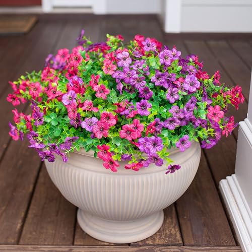 Artificial Flowers for Outdoor Indoor Garden Home Decoration (Purple Pink)
