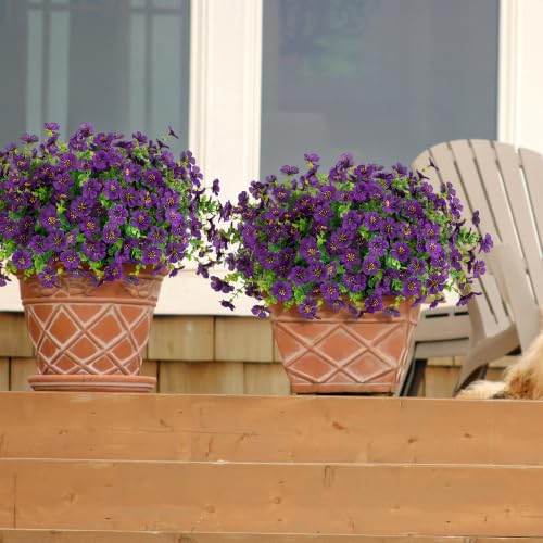 Artificial Flowers for Outdoor Indoor Garden Home Decoration (Purple 2)