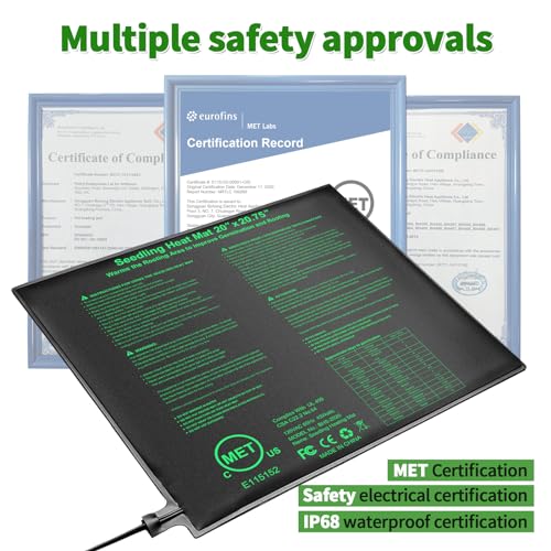 Seedling Heat Mat 20" x 20.75" Warm Hydroponic Plant for Indoor Gardening Germination Starting (20'' x 20.75'')