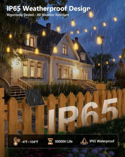 202FT Solar String Lights Outdoor (202FT(65+2 Sockets))