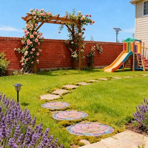 Succulent Pattern Cement Stepping Stones 0.75 * 10 * 10 Inch (purple)