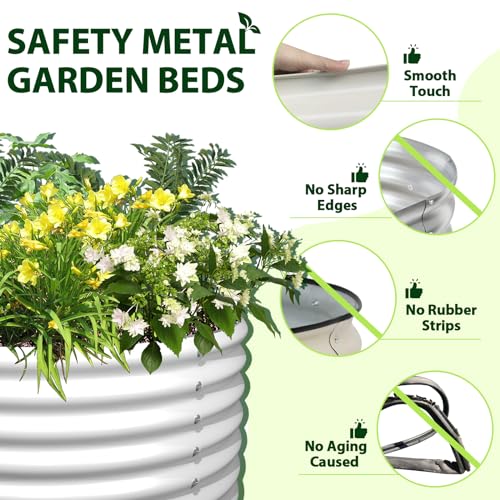 Anleolife 6 Bed 4ft Round & 8x4ft Rectangle Raised Bed Set