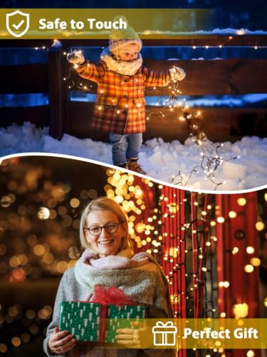 Solar String Lights Outdoor 4 Pack 800 LED 264FT Christmas Light Warm White (Warm White / 4 Pack (800LED))